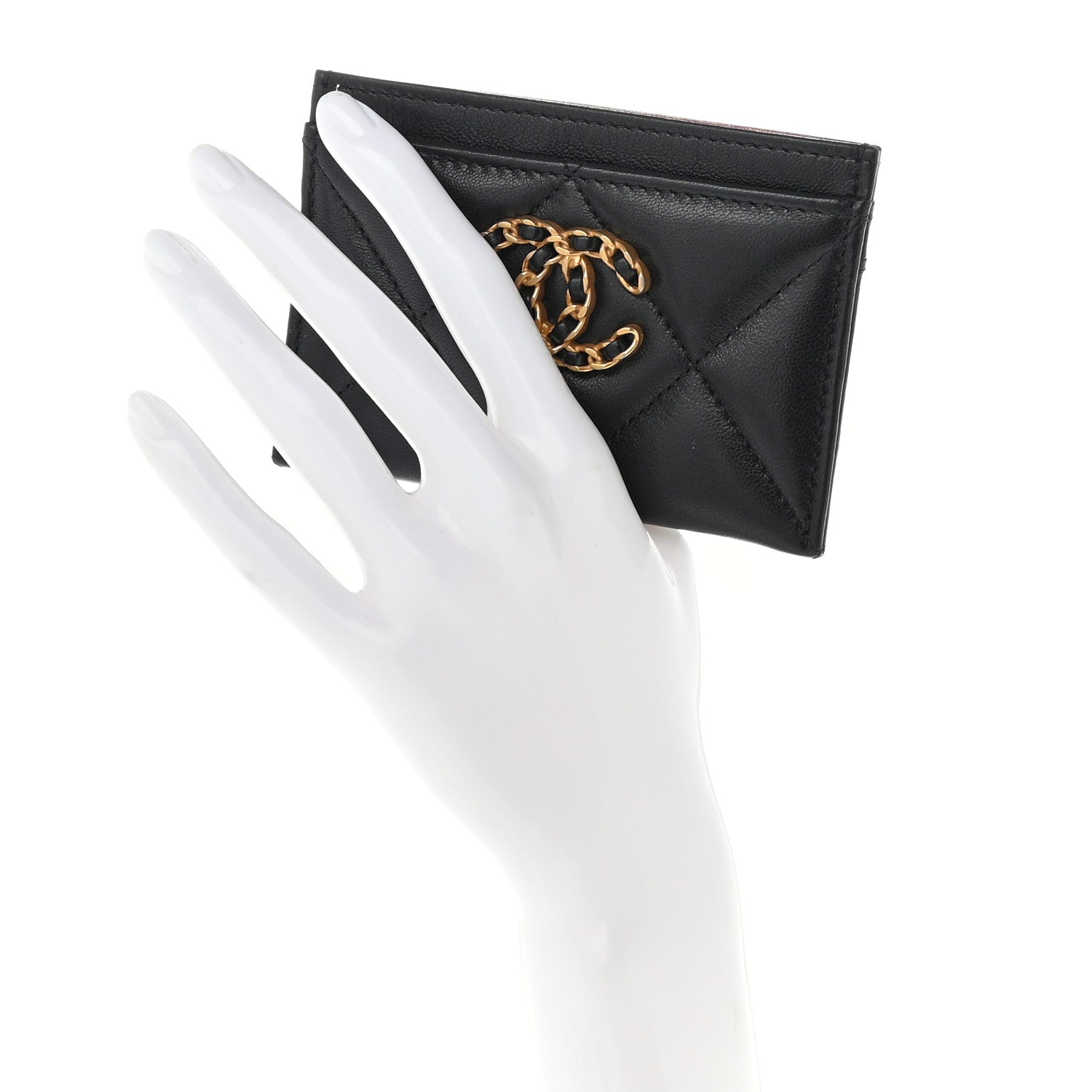 Chanel Lambskin Quilted Chanel 19 Card Holder Black 2 of 11