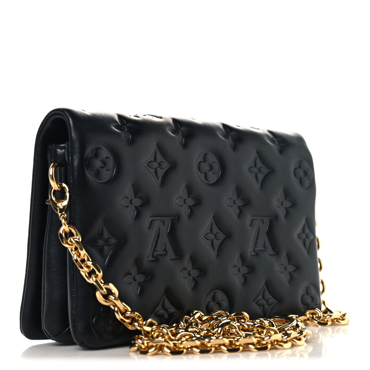 Lambskin Embossed Monogram Pochette Coussin Black