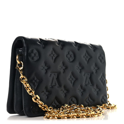 Louis Vuitton Lambskin Embossed Monogram Pochette Coussin Black 3 of 10