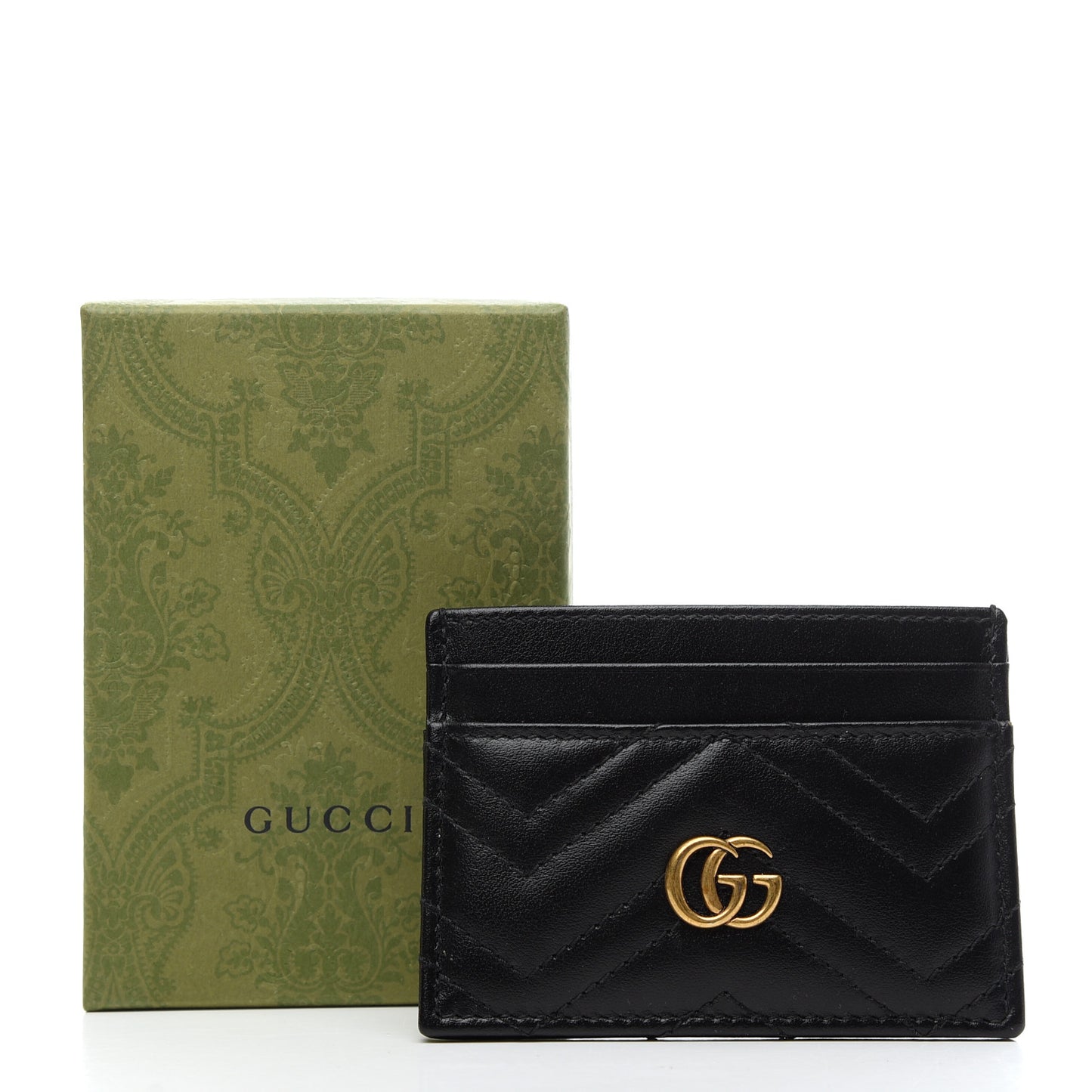 Calfskin Matelasse GG Marmont Card Holder Black