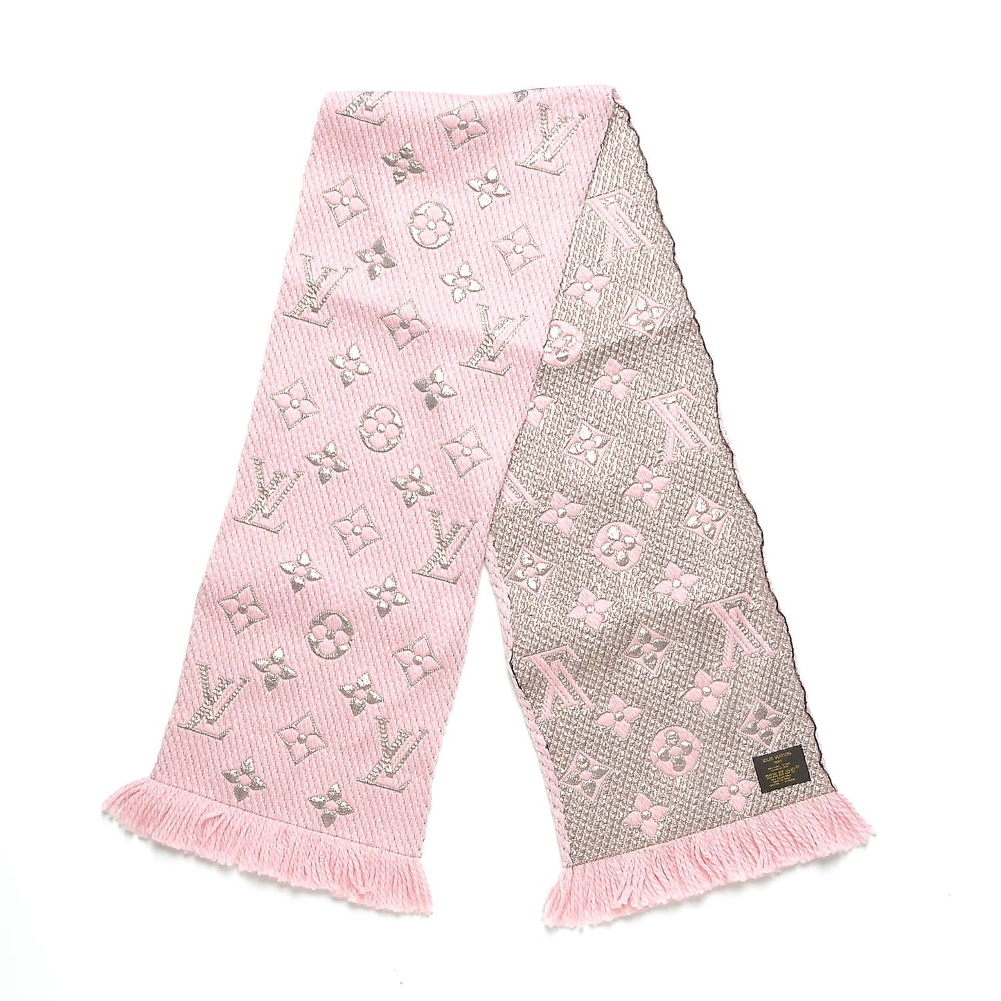 Wool Silk Logomania Shine Scarf Pink