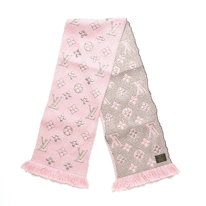 Louis Vuitton Wool Silk Logomania Shine Scarf Pink 3 of 4