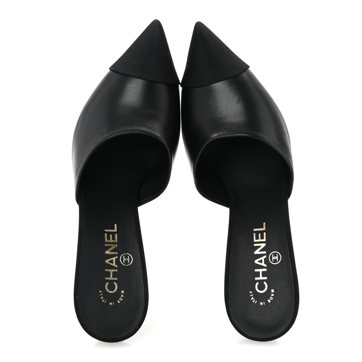 Goatskin Grosgrain Cap Toe Pearl Mule 39 Black