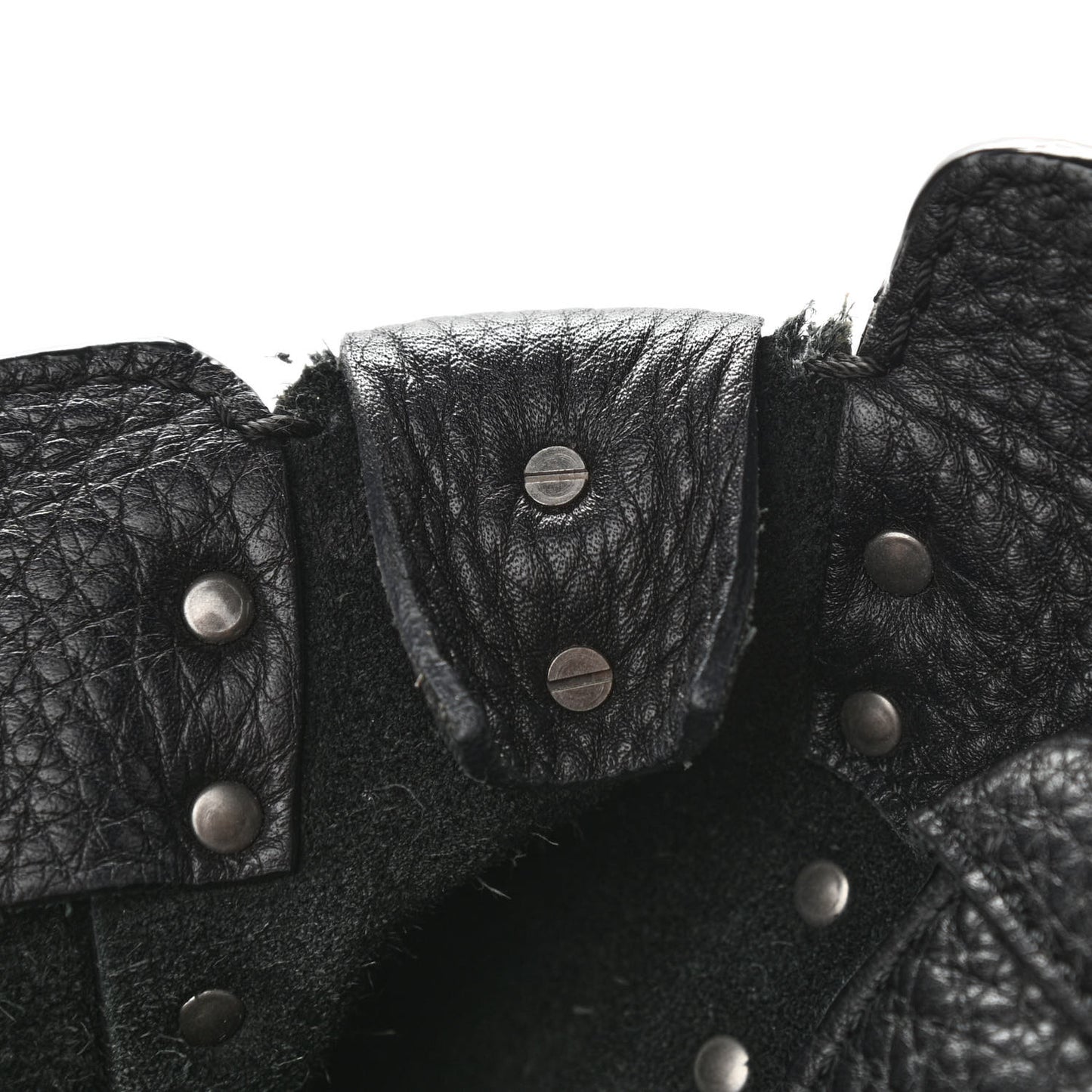 Pebbled Calfskin Tribal Small Guitar Strap Rockstud Rolling Flip-Lock Messenger Bag Black