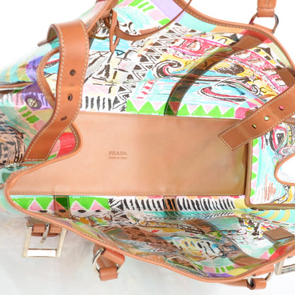 Prada Vinyl Calfskin Transparent Venice Printed Tote 6 of 8