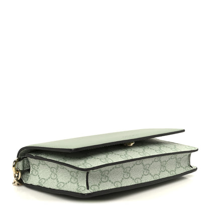 Gucci GG Supreme Monogram Textured Calfskin Emblem Wallet On Chain Sage Green 4 of 11