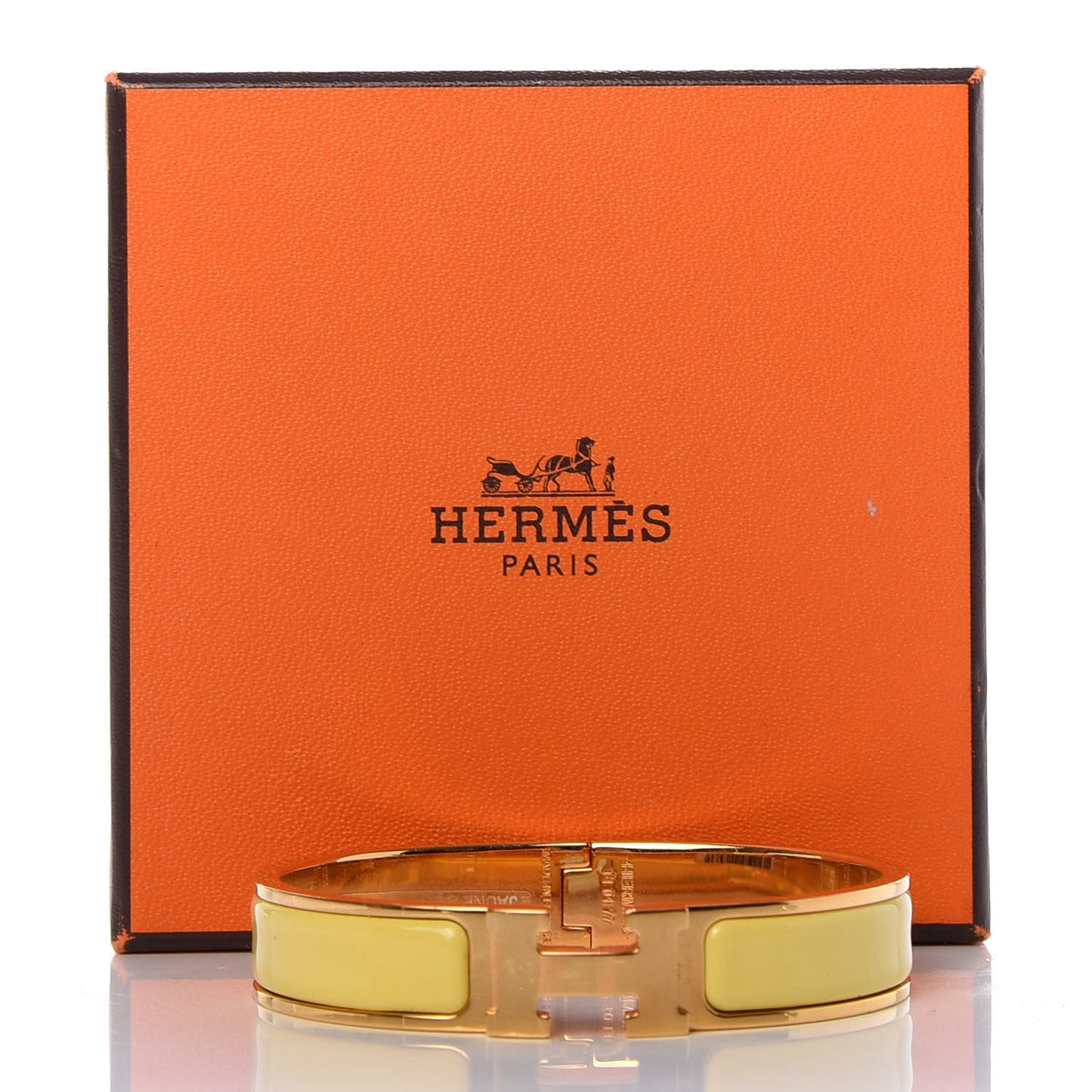 Enamel Narrow Clic Clac H Bracelet GM Jaune D'Or