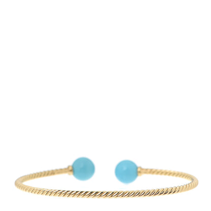 David Yurman 18K Yellow Gold Turquoise 8.5mm Solari Bead Bracelet 3 of 5