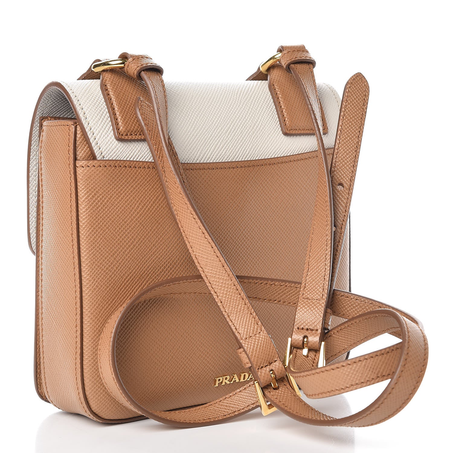 Prada Saffiano Pattina Crossbody Bag Caramel Talco 3 of 10