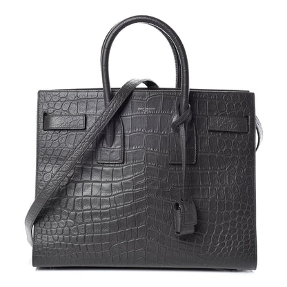 Saint Laurent Calfskin Crocodile Embossed Small Sac De Jour Graphite 1 of 10