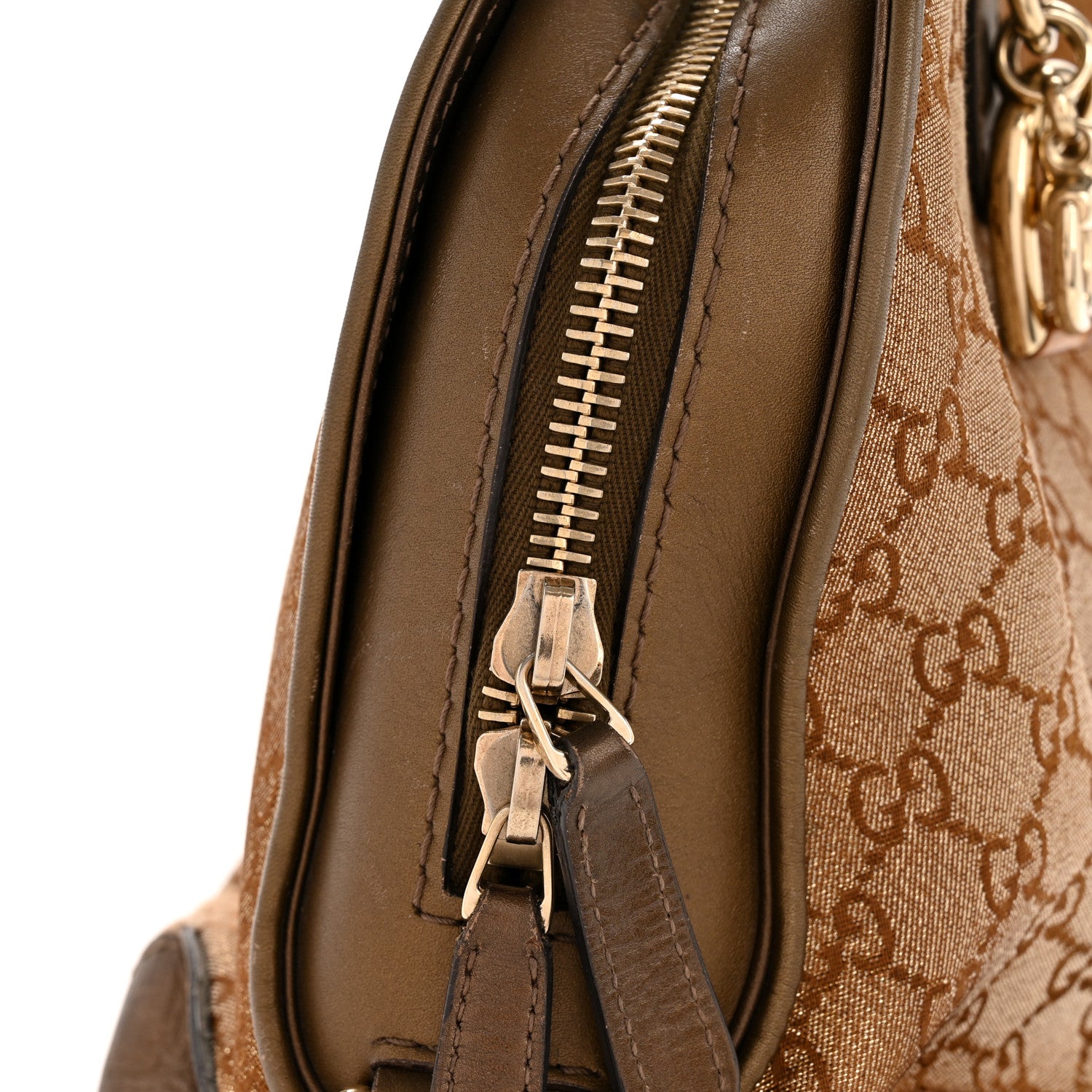 Gucci Monogram Lurex Heart Bit Charm Dome Satchel Bronze 12 of 13