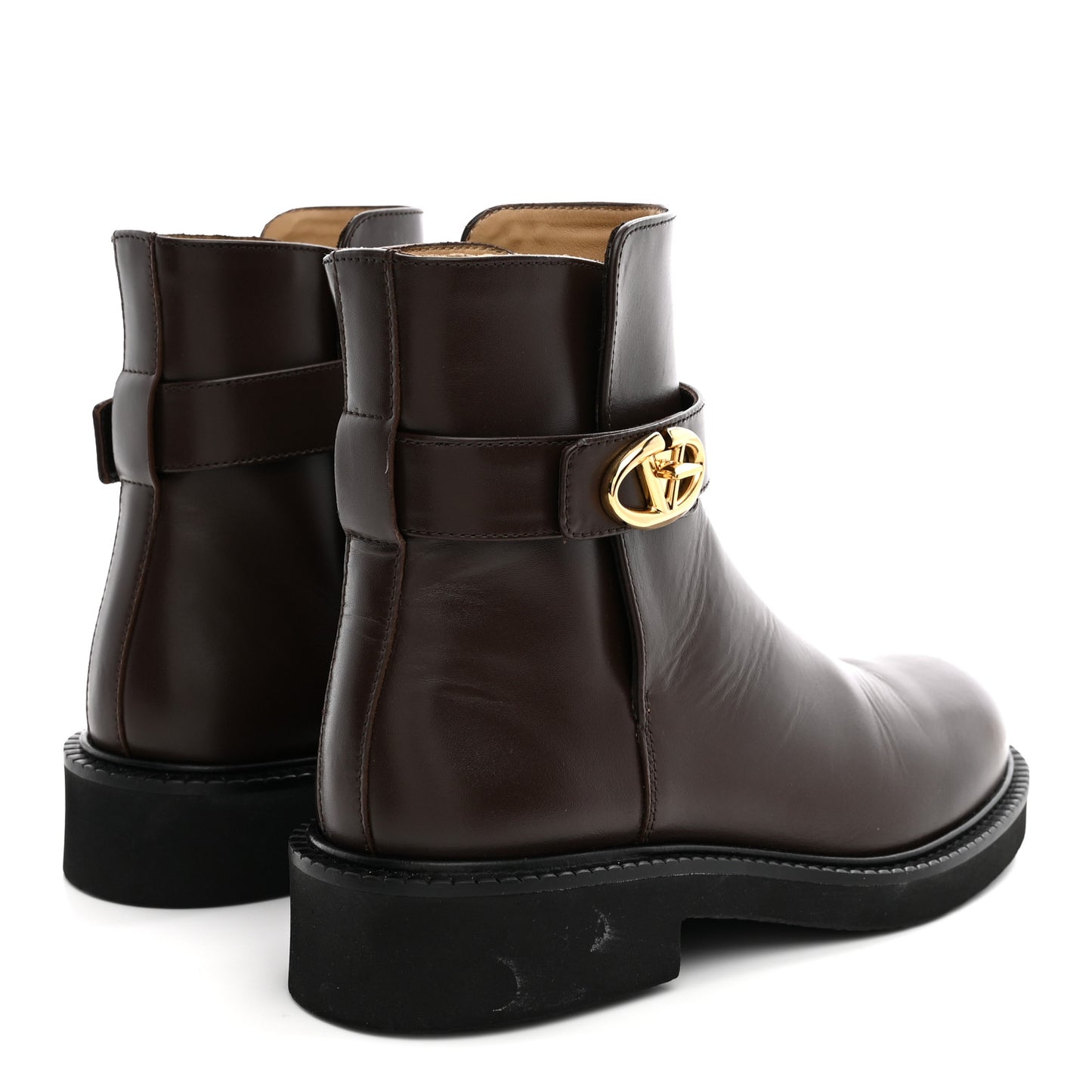 Calfskin VLogo Locker 40mm Ankle Boots 36.5 Brown