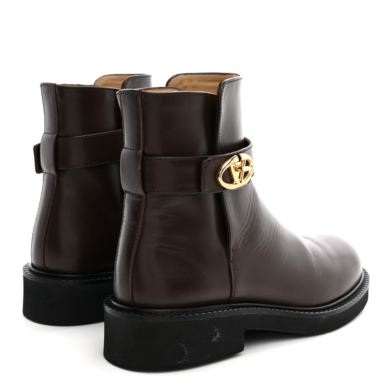 Valentino Garavani Calfskin VLogo Locker 40mm Ankle Boots 36.5 Brown 5 of 12