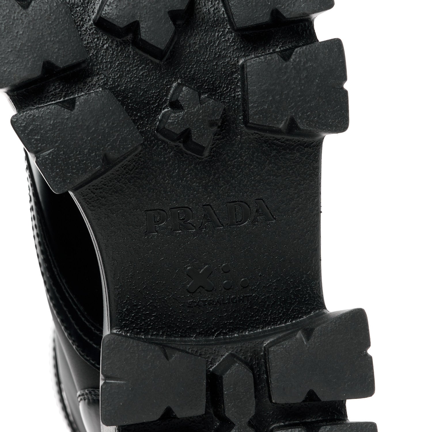Prada Spazzolato Rois Nylon Metal Triangle Logo Monolith Pouch Pocket 55mm Boots 38.5 Black 6 of 11