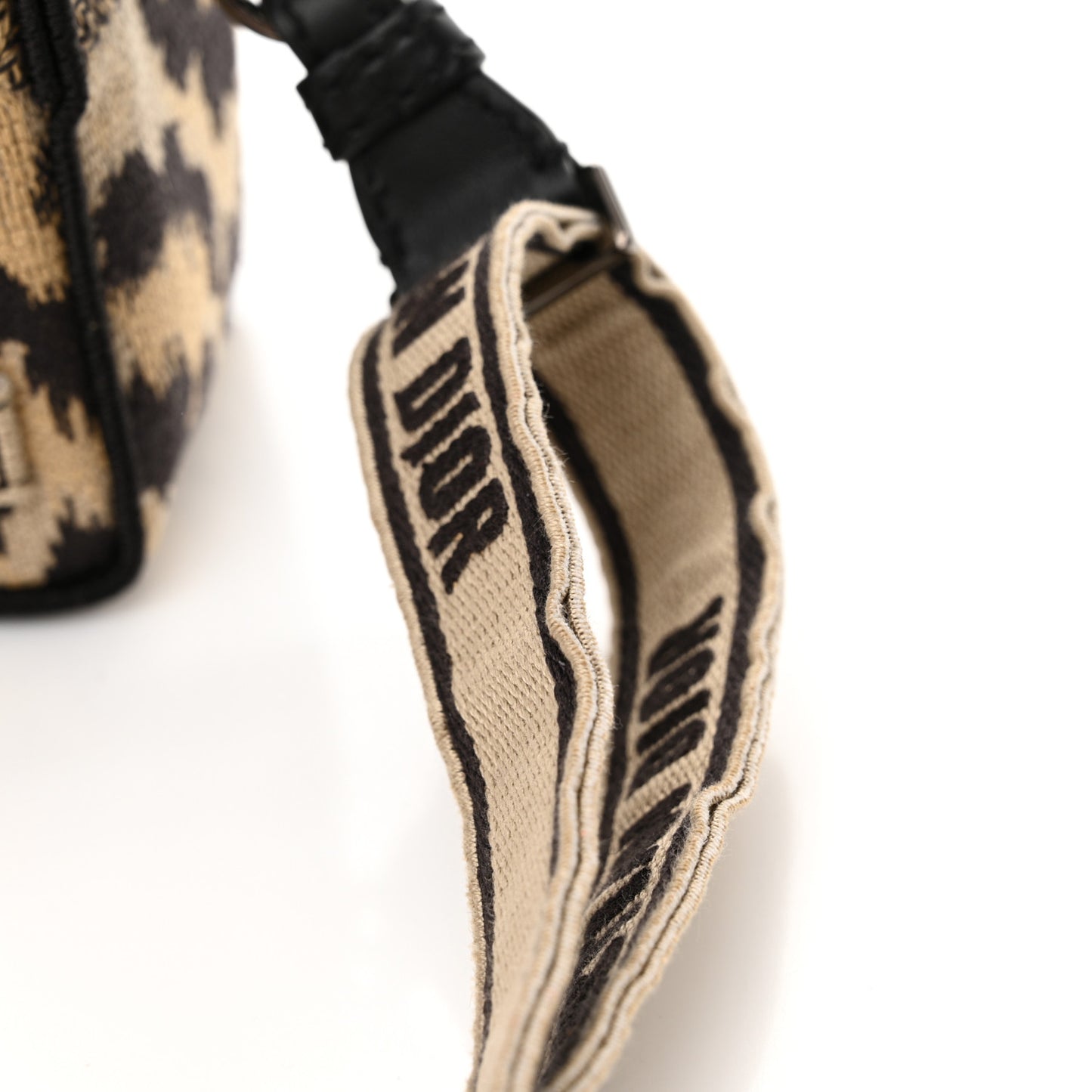Canvas Mizza Embroidered Small Diorcamp Messenger Beige