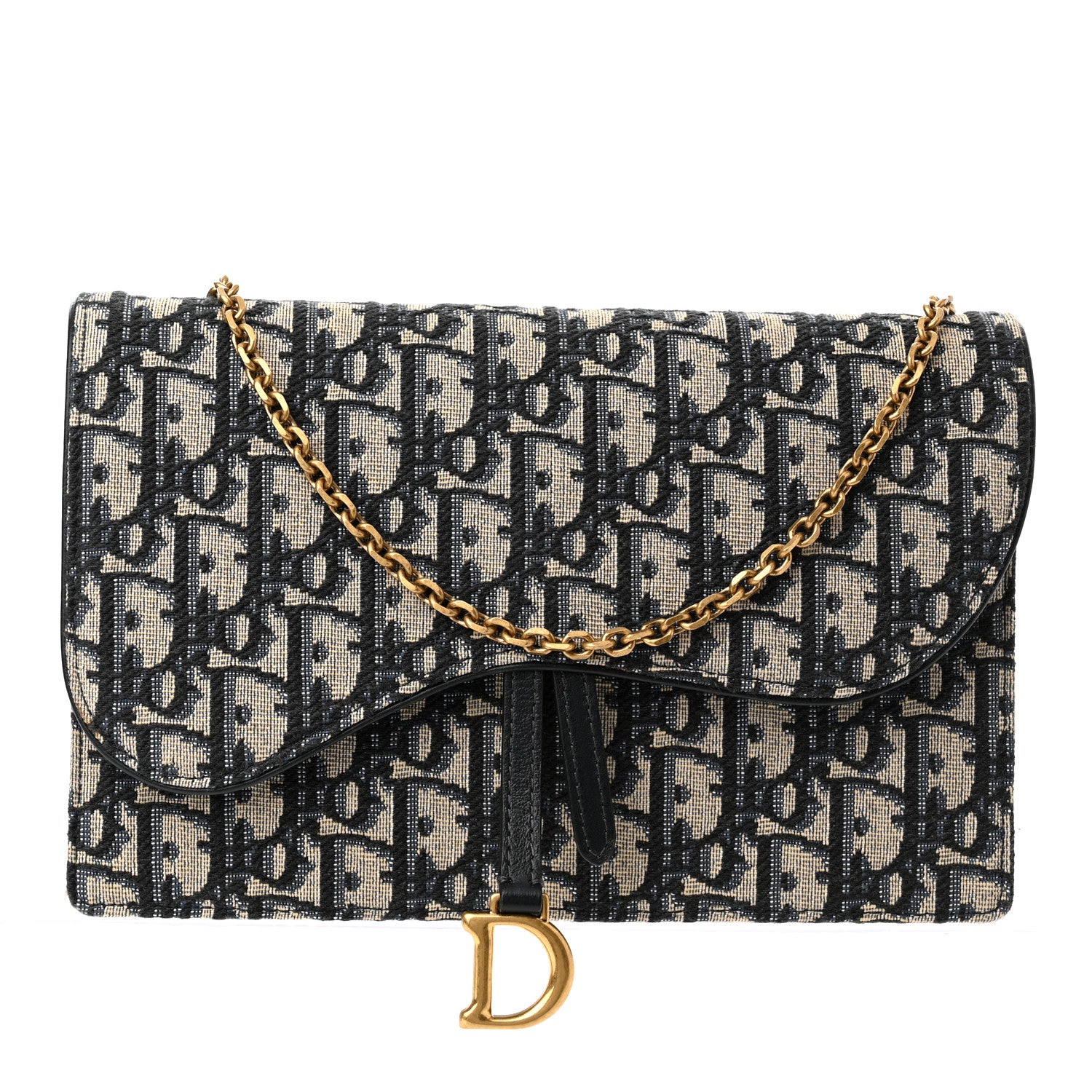 Christian Dior Oblique Saddle Chain Pouch Blue 1 of 9
