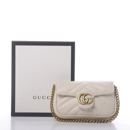 Gucci Calfskin Matelasse Heart GG Marmont 2.0 Coin Purse On A Chain Mystic White 10 of 10