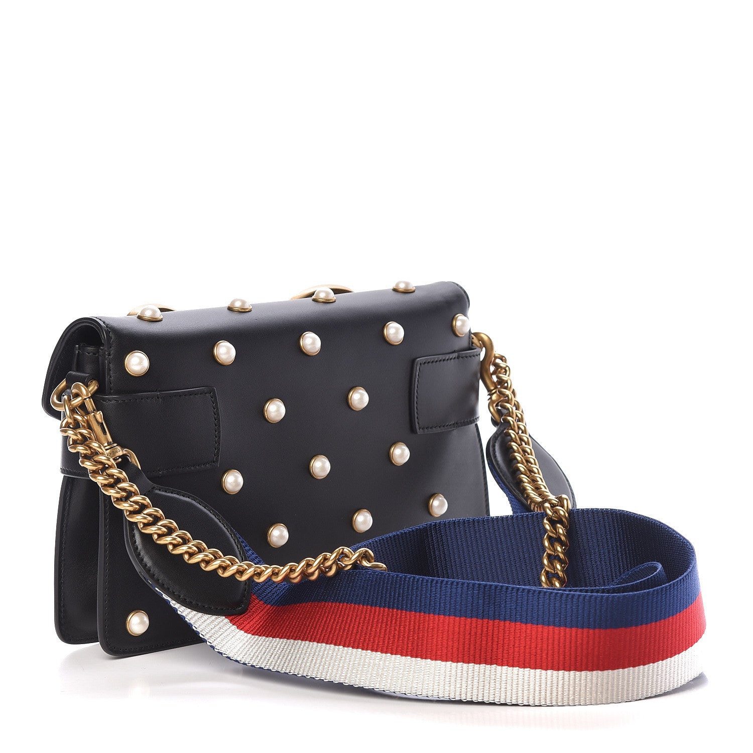 Gucci Nappa Pearl Studded Mini Queen Margaret Broadway Shoulder Bag Black 4 of 14