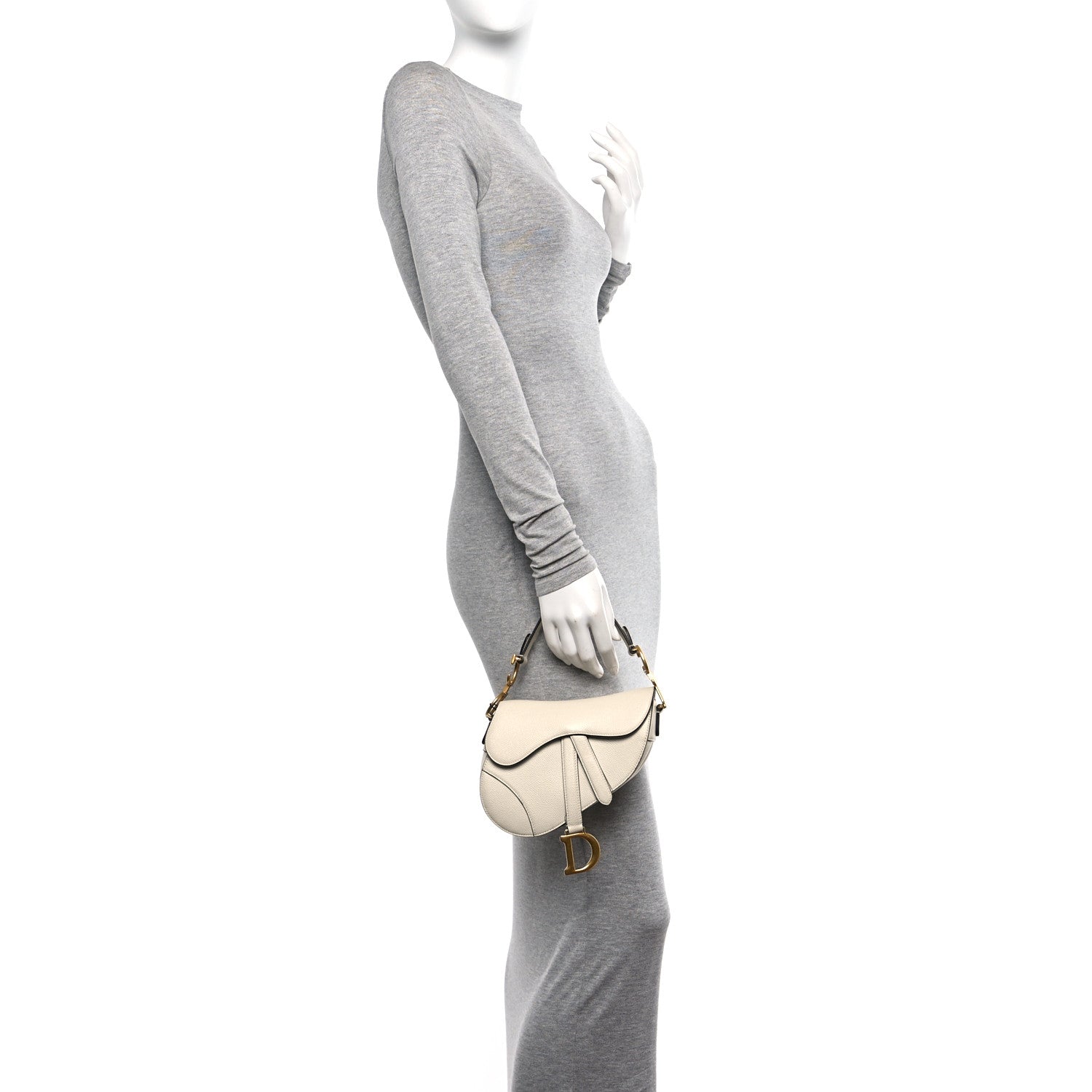Christian Dior Grained Calfskin Mini Saddle Bag White 2 of 12