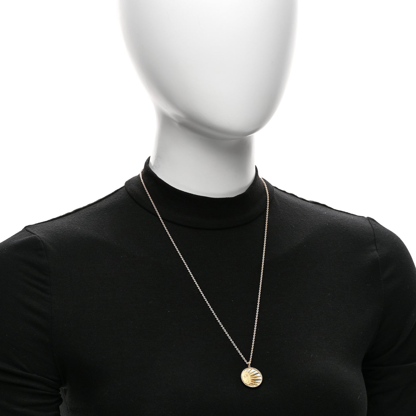 18K Yellow White Gold Diamond Black Onyx Mother of Pearl Rose Celeste Medallion Pendant Necklace