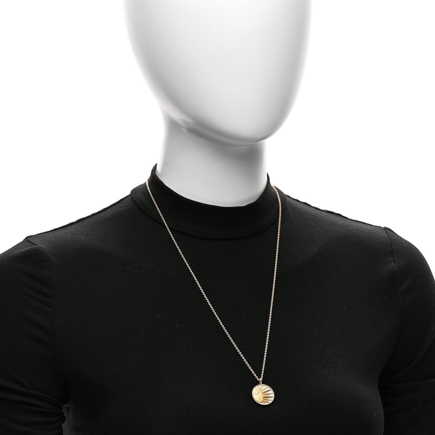 Christian Dior 18K Yellow White Gold Diamond Black Onyx Mother of Pearl Rose Celeste Medallion Pendant Necklace 2 of 7