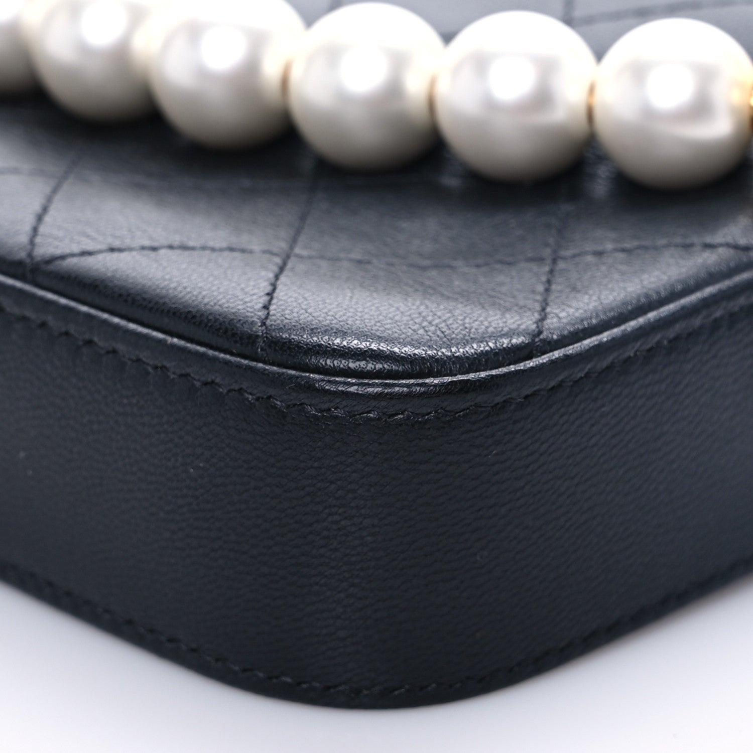 Chanel Goatskin Stitched Small Chic Pearls Clutch With Chain Black 12 of 12
