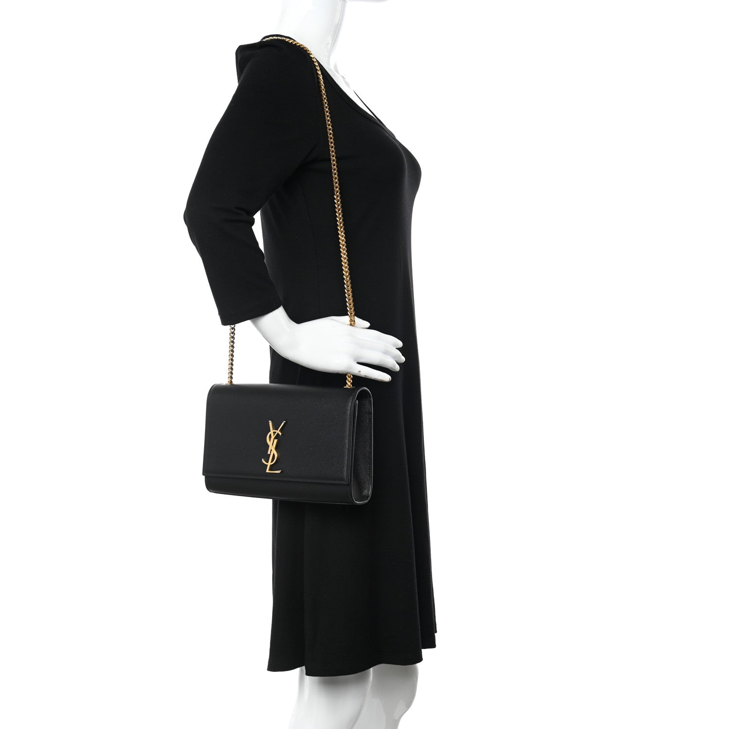 Saint Laurent Grain De Poudre Medium Classic Monogram Kate Satchel Black 2 of 11