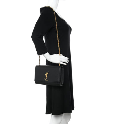 Saint Laurent Grain De Poudre Medium Classic Monogram Kate Satchel Black 2 of 11