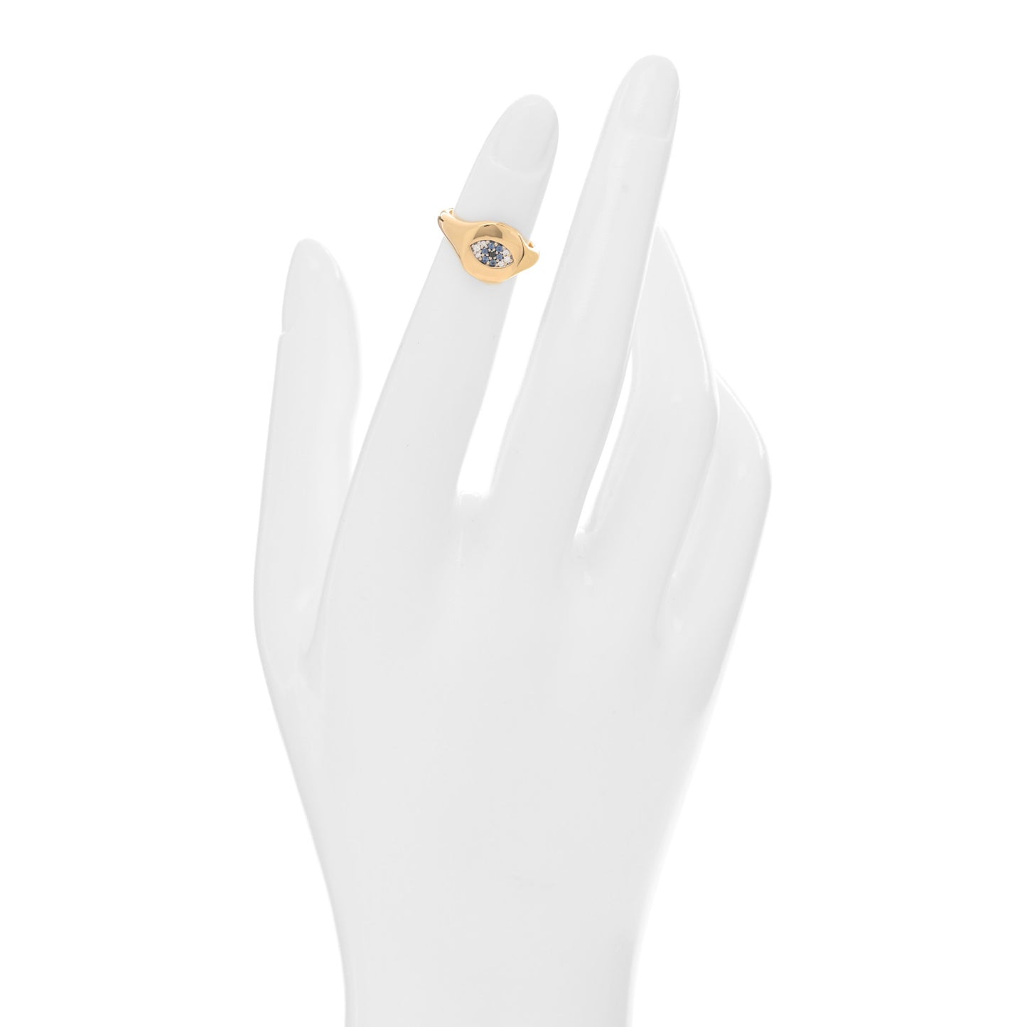 18K Yellow Gold Diamond Blue Sapphire Cable Collectibles Evil Eye Pinky Ring 44 3