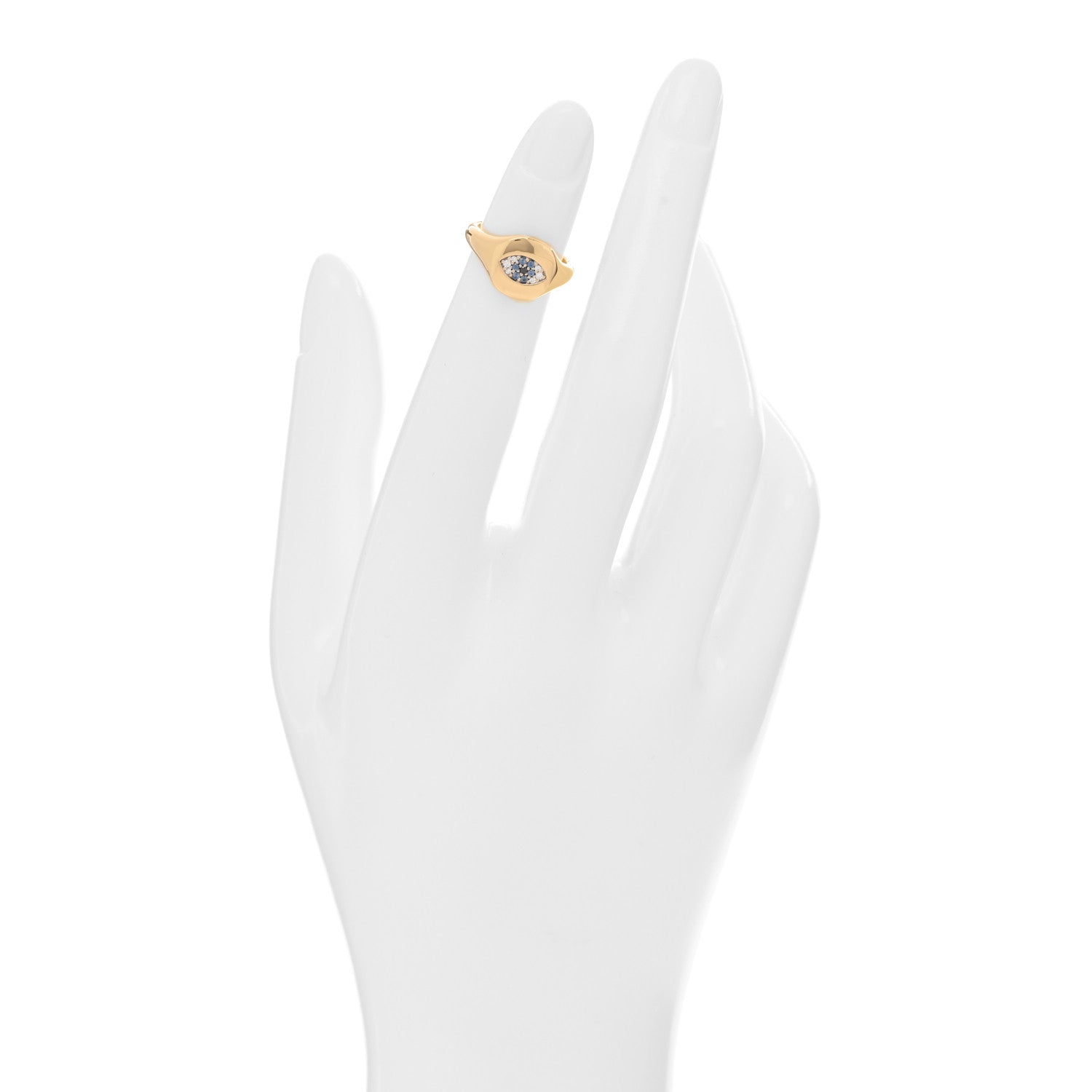 David Yurman 18K Yellow Gold Diamond Blue Sapphire Cable Collectibles Evil Eye Pinky Ring 44 3 2 of 4