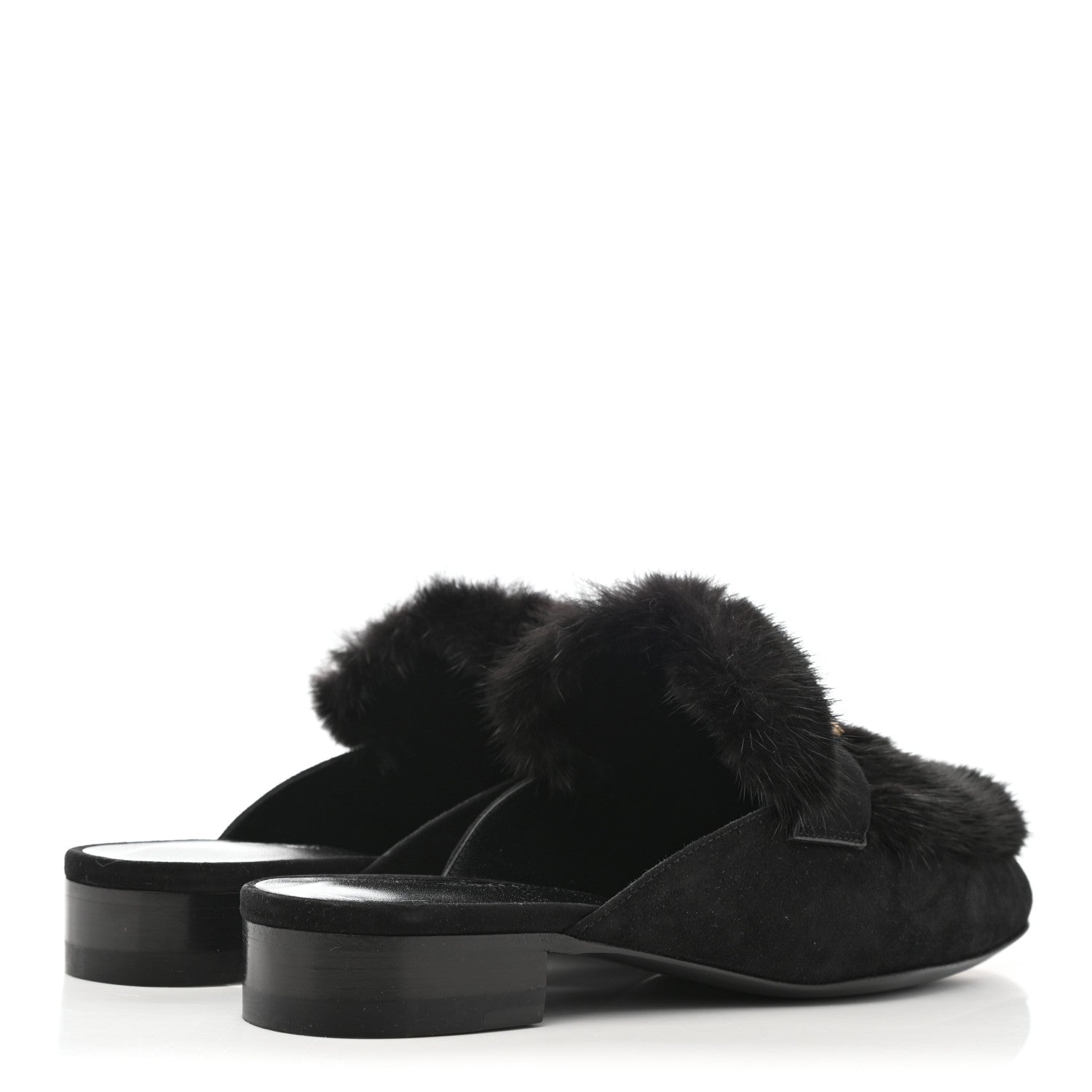 Hermes Mink Fur Suede Goatskin Trocadero Mule 36 Black 4 of 8