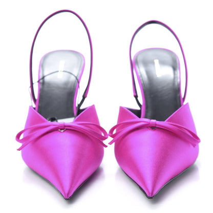 Balenciaga Satin Pointed Toe Knife Slingback Mules 38.5 Rose Fuchsia 2 of 8