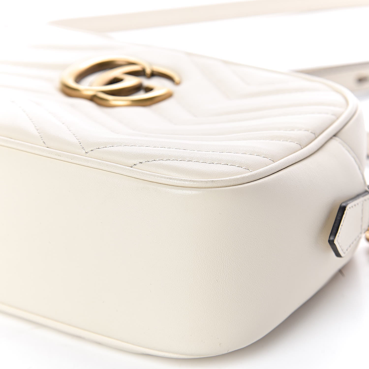 Gucci Calfskin Matelasse Small GG Marmont Chain Shoulder Bag White 10 of 13