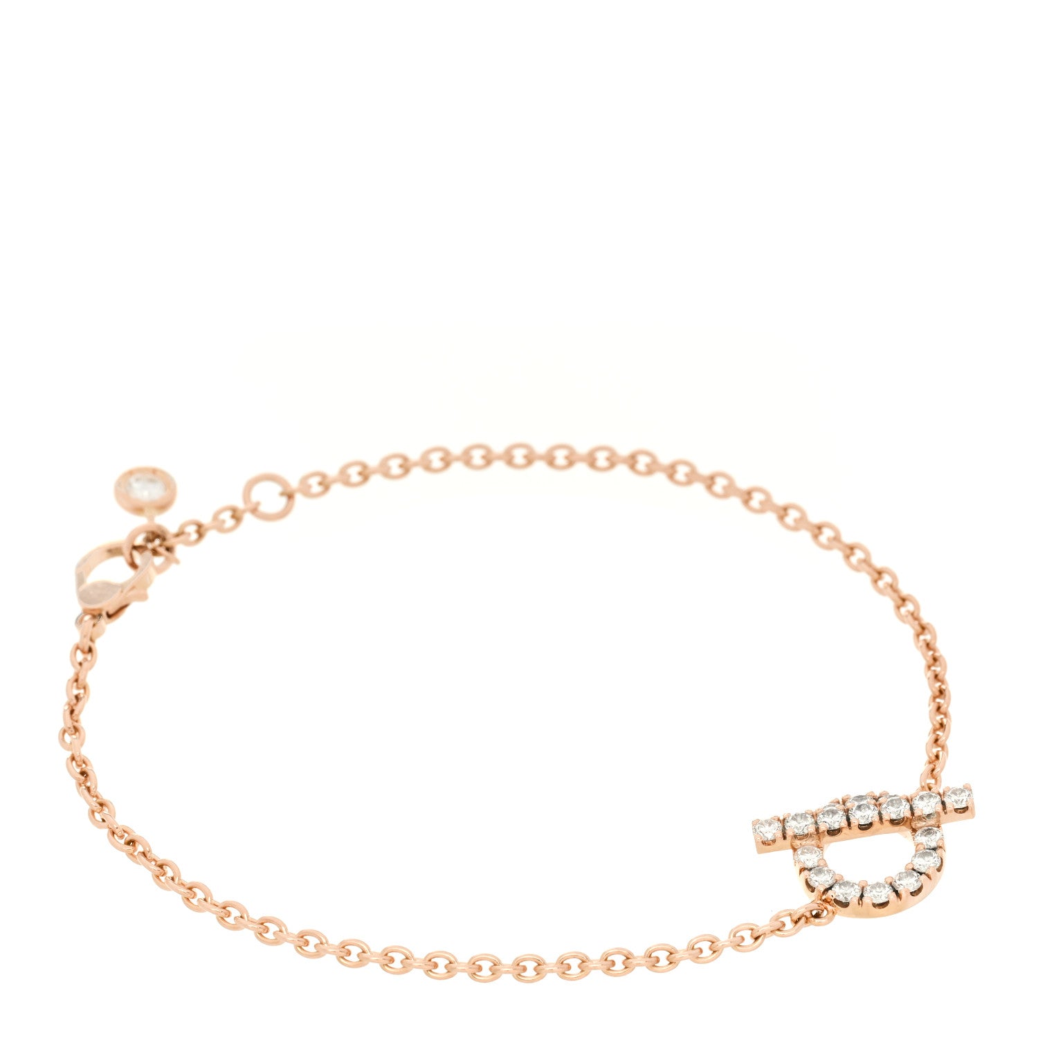 Hermes 18K Rose Gold Diamond Finesse Bracelet ST 1 of 4