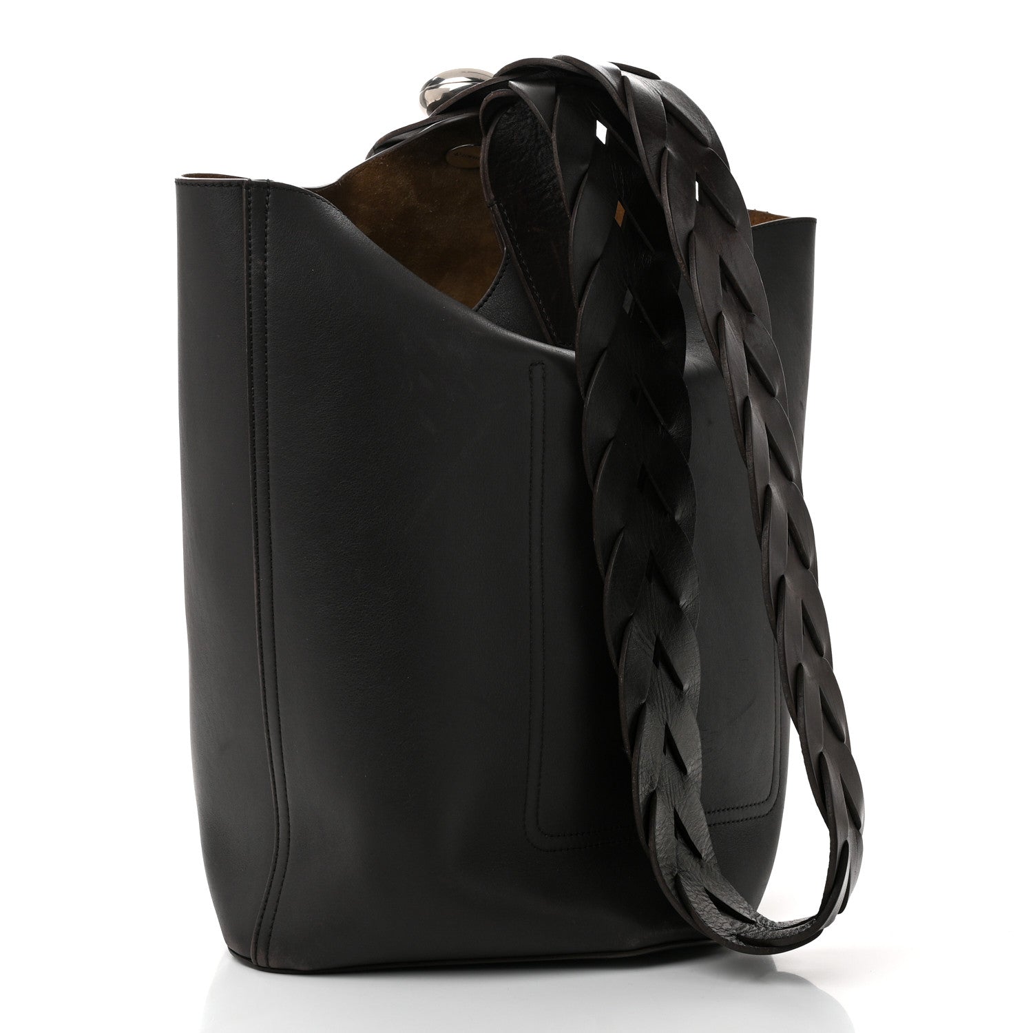 Loewe Smooth Calfskin Braided Medium Large Bucket Bag Dark Brown 3 of 10