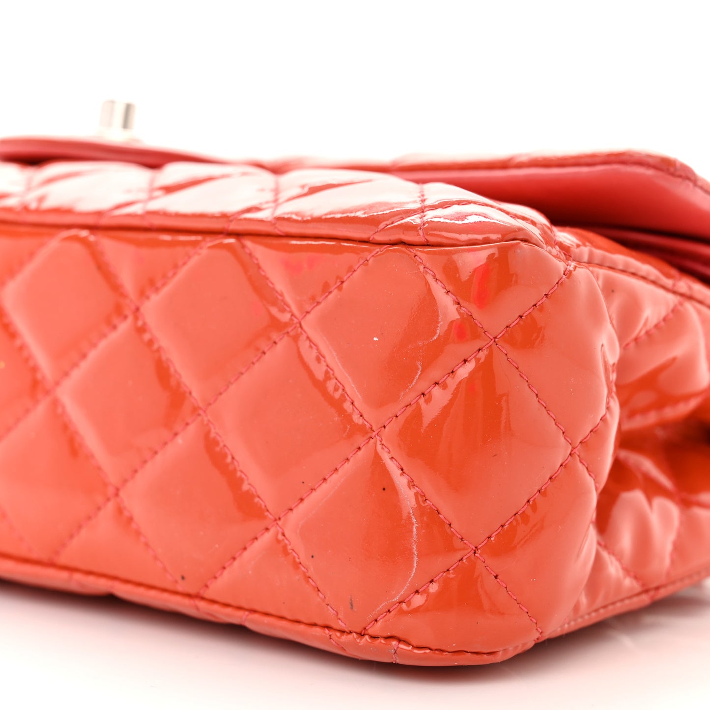 Patent Quilted Medium Double Flap Coral