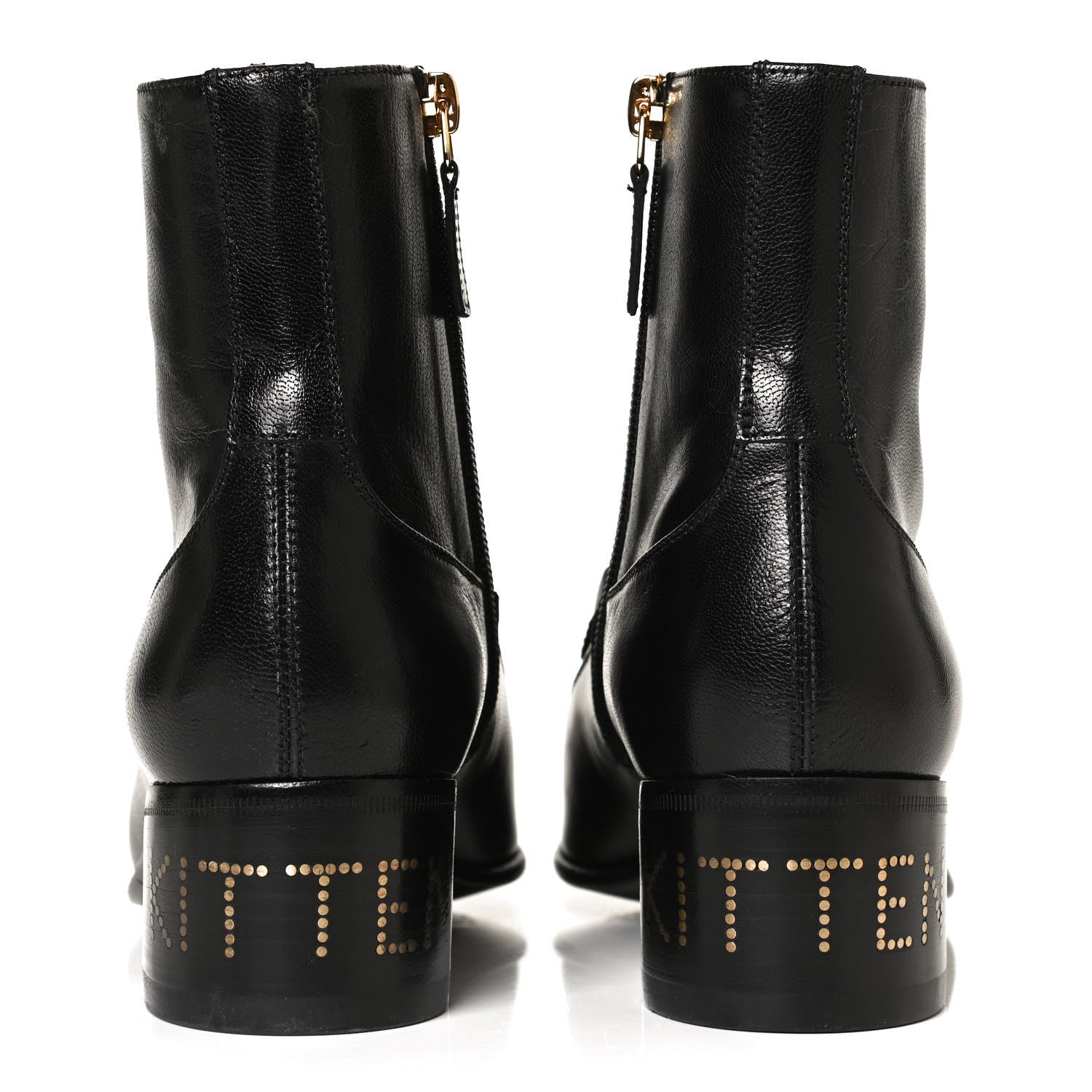 Gucci Goatskin Kitten Chain Horsebit Ankle Boots 36.5 Black 10 of 18