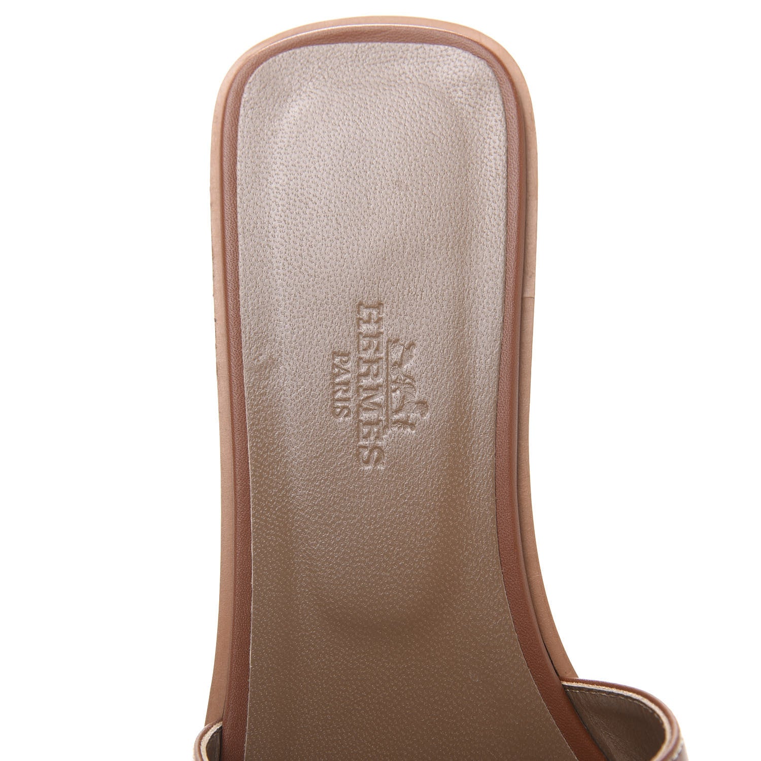 Hermes Box Calfskin Oran Sandals 37.5 Gold 6 of 9