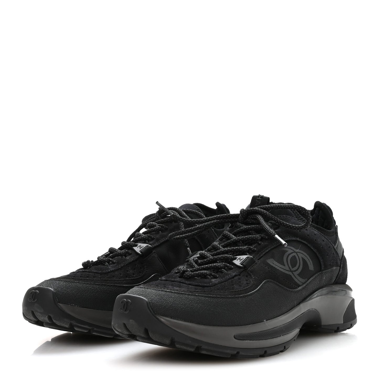 Suede Calfskin Mesh CC Sneakers 39 Black