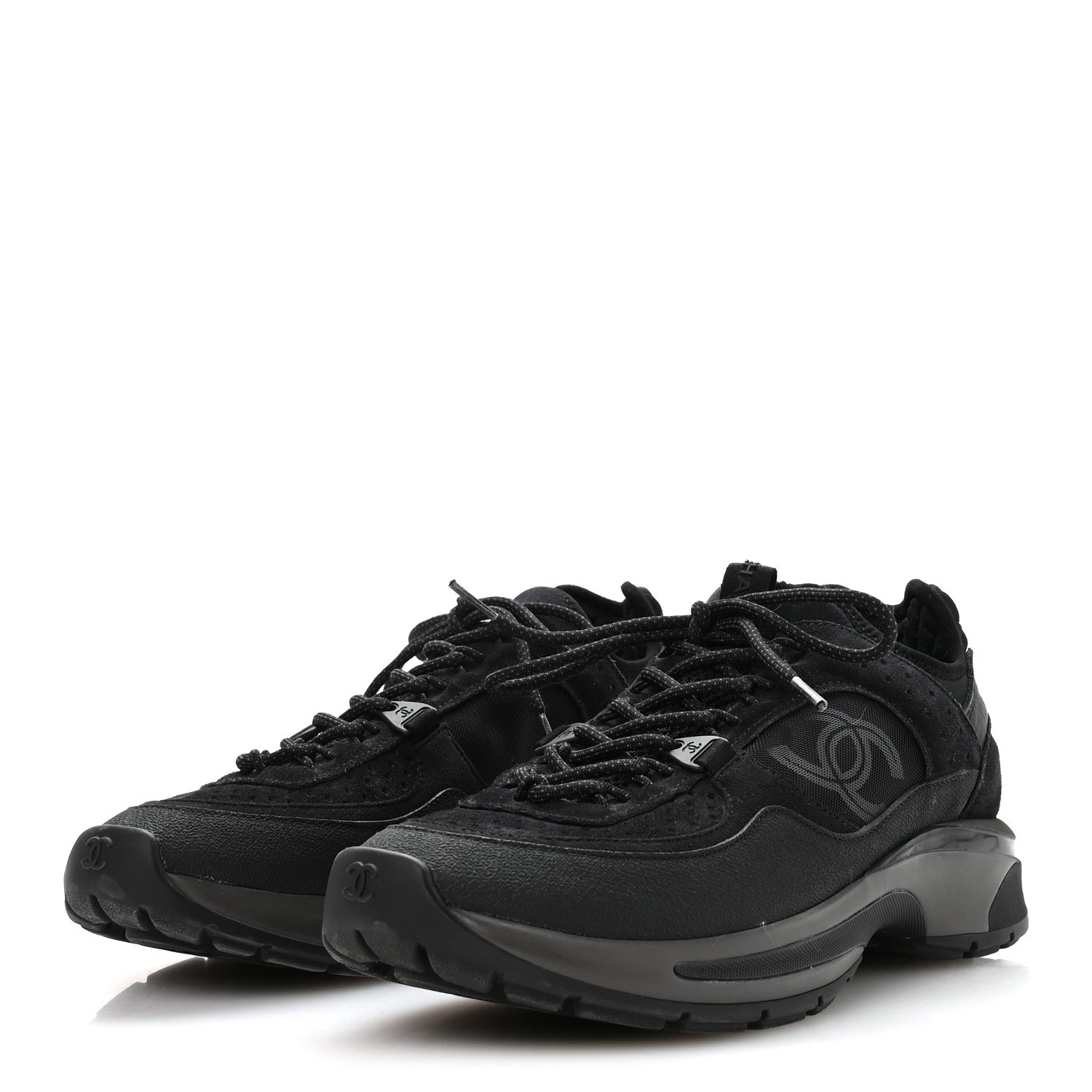 Chanel Suede Calfskin Mesh CC Sneakers 39 Black 4 of 7