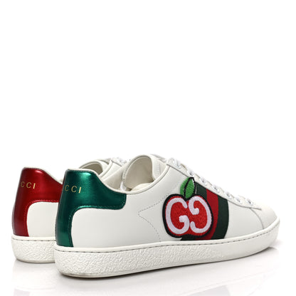 Gucci Calfskin Web GG Apple Embroidered Womens Ace Sneakers 37 White 4 of 9