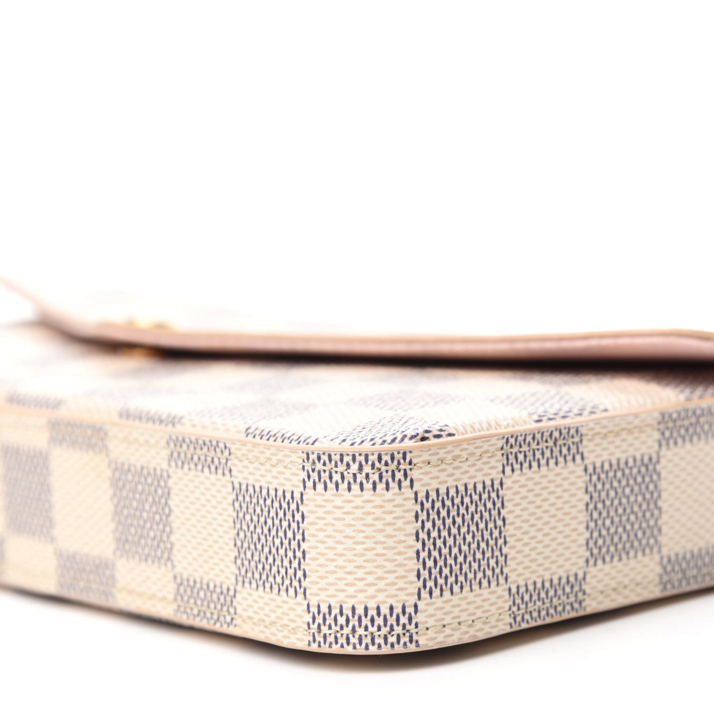 Damier Azur Pochette Felicie Chain Wallet Rose Ballerine