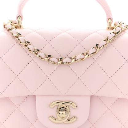 Chanel Lambskin Quilted Mini Top Handle Rectangular Flap Light Pink 8 of 12