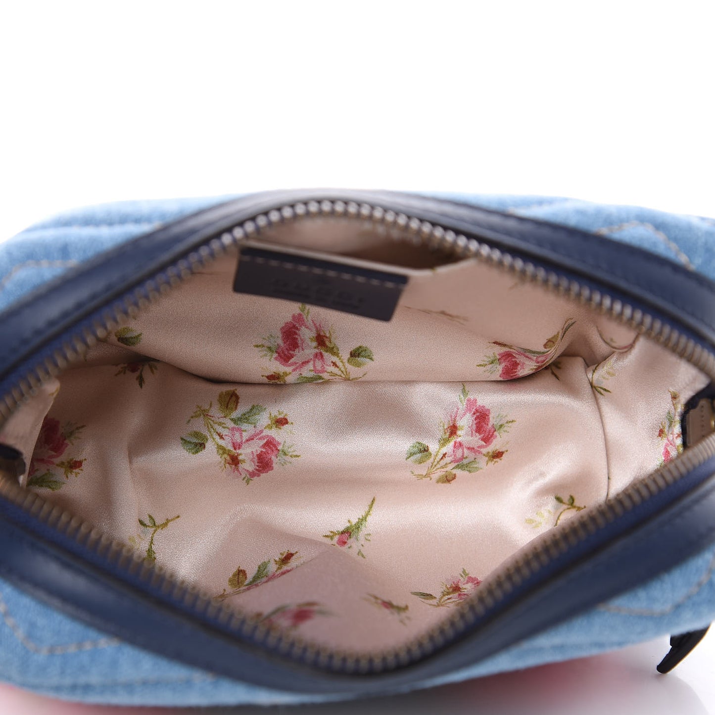 Denim Matelasse Flower Japan Limited GG Marmont Cosmetic Case Blue