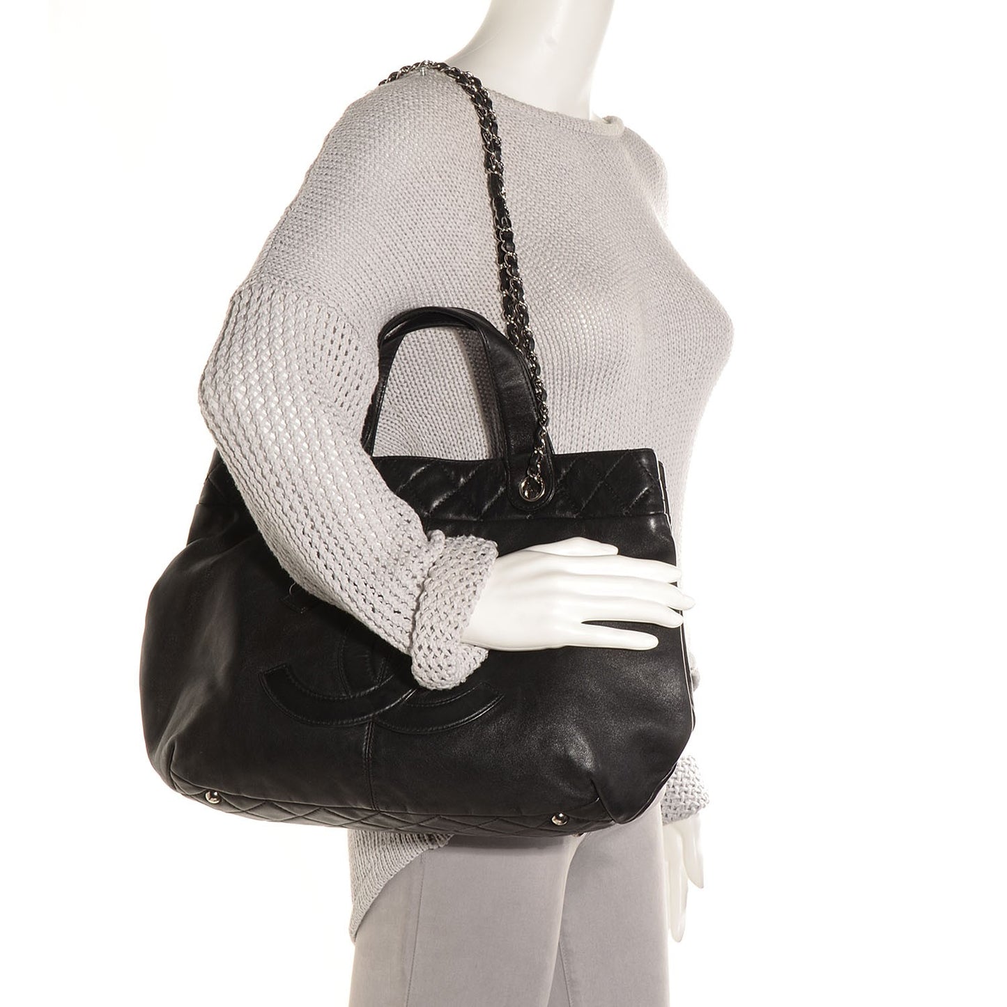 Calfskin Trianon Large Tote Black