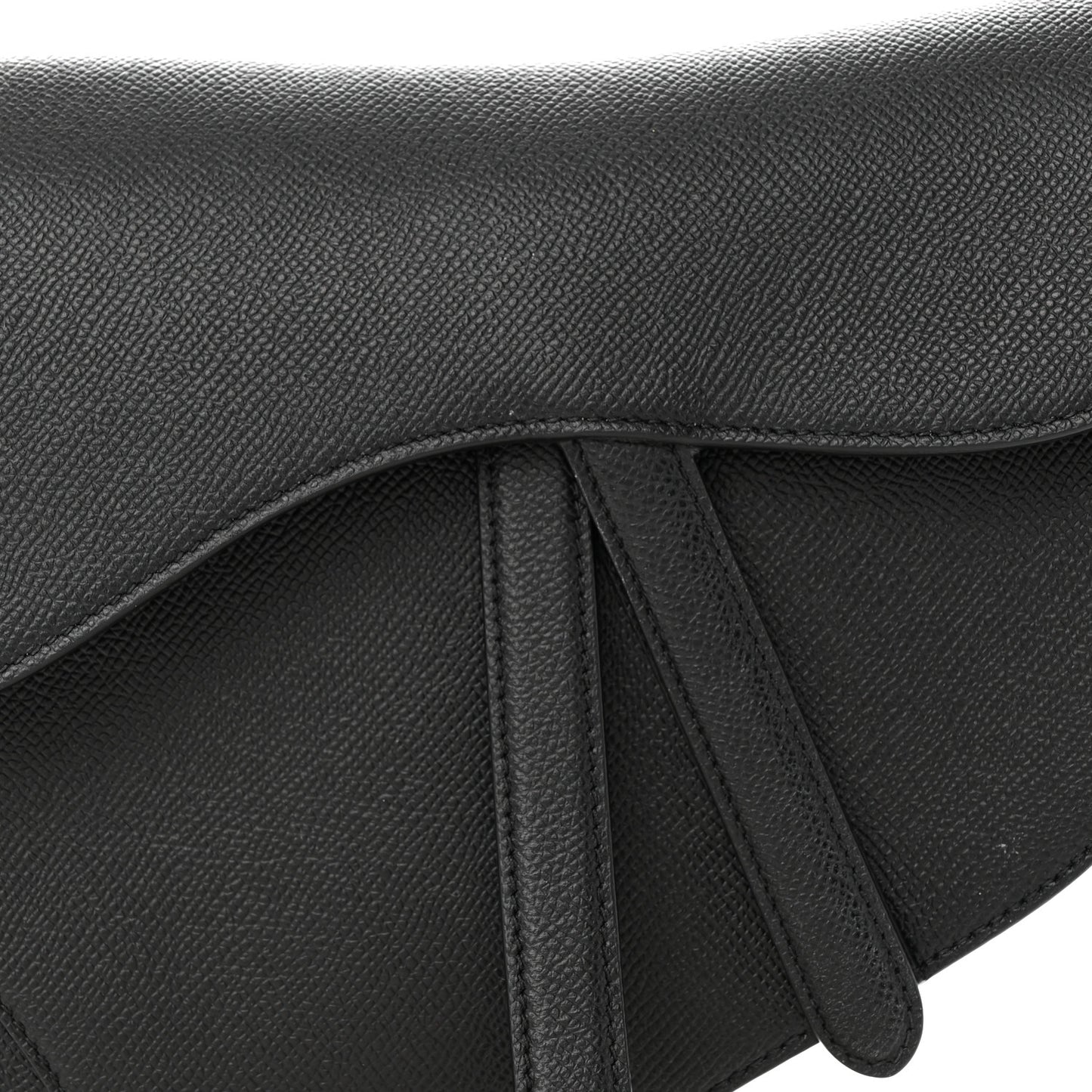 Grained Calfskin Saddle Bag Black