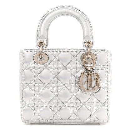 Christian Dior Metallic Lambskin Cannage Small My ABCDior Lady Dior Silver 1 of 15