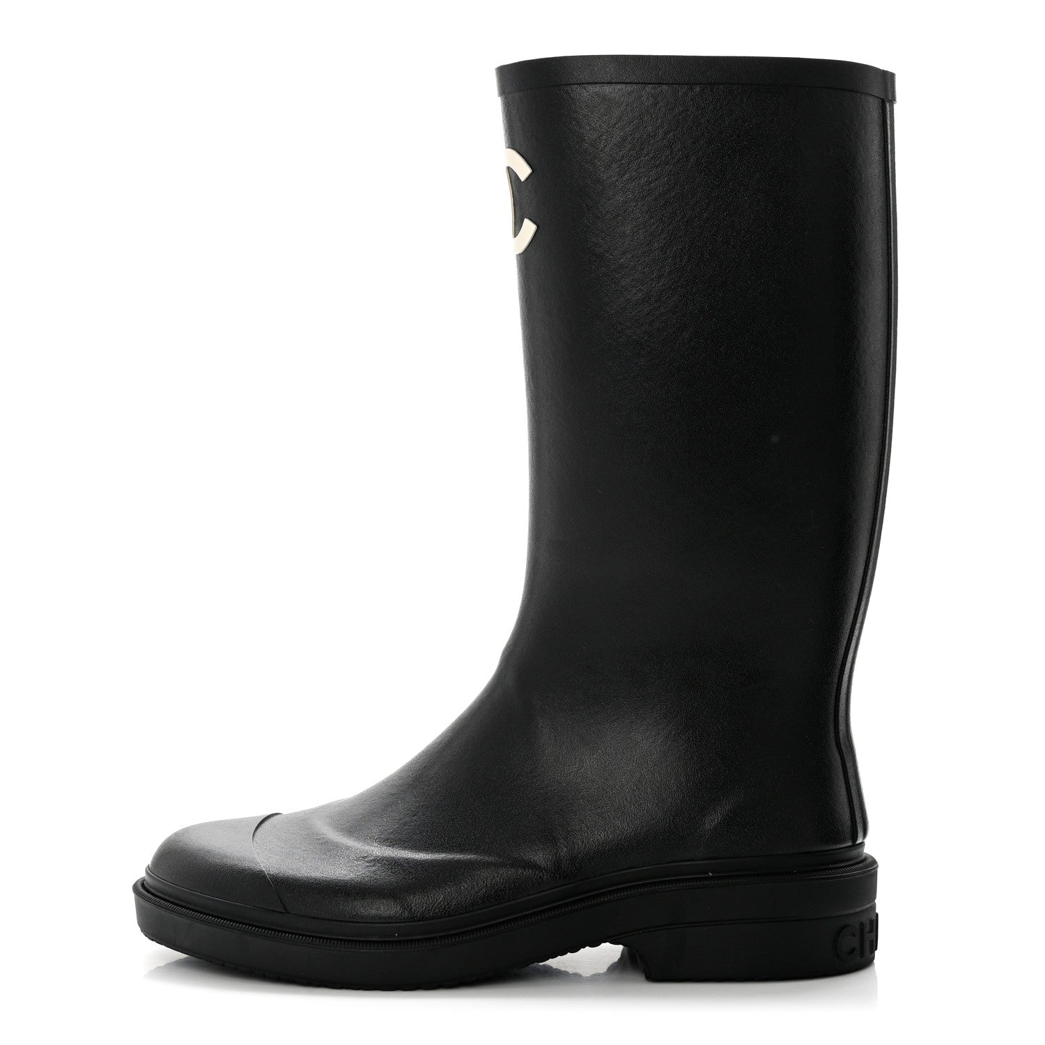 Chanel Caoutchouk CC High Boots 38 Black 1 of 8