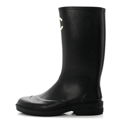 Chanel Caoutchouk CC High Boots 38 Black 1 of 8