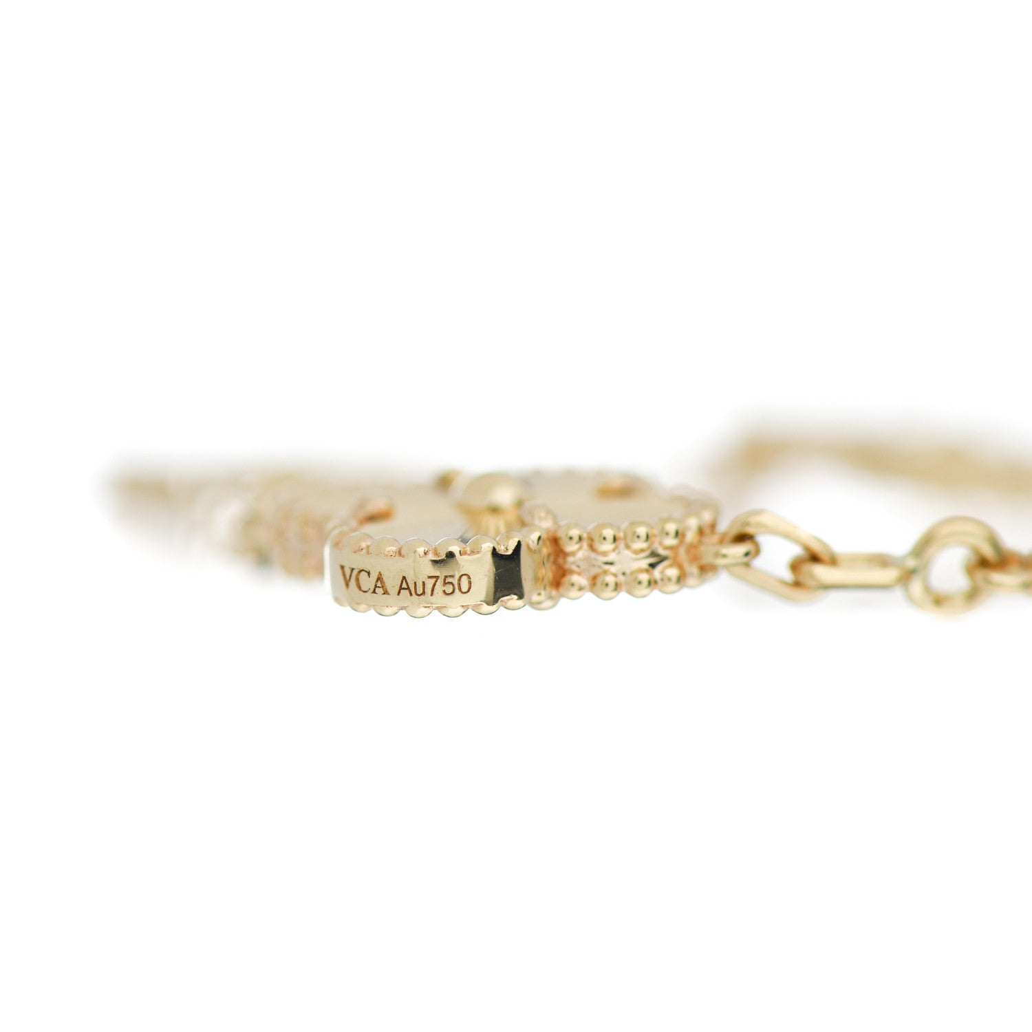 Van Cleef & Arpels 18K Yellow Gold Diamond 5 Motifs Guilloche Vintage Alhambra Bracelet 4 of 5